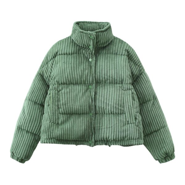 Warm Corduroy Puffer Jacket Coat Short Loose Cotton Coat - Image 2