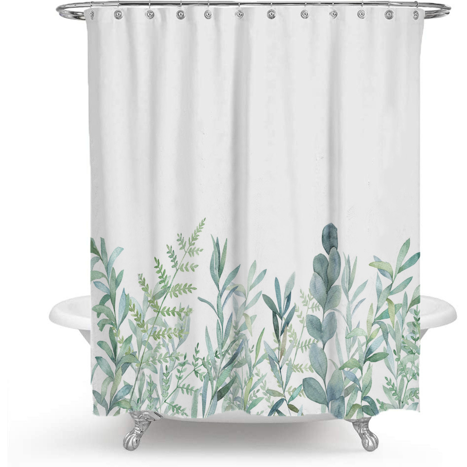 Color Floral Plant Shower Curtain Bathroom Curtain Polyester - Image 3