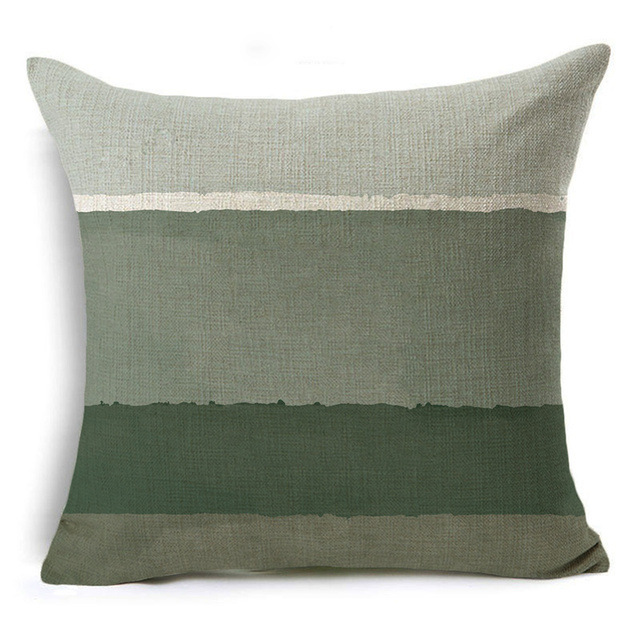 New Green Geometric Print Linen Pillowcase - Image 3