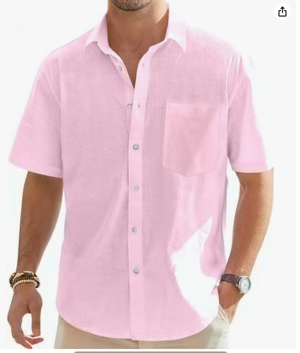 Men's Cotton And Linen Short Sleeve Shirt Top - Image 4