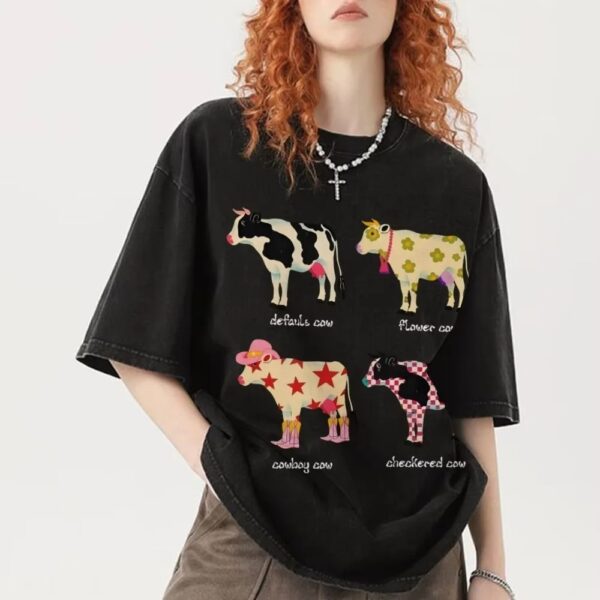 Men's And Women's Cute Cow Print T-shirt - Image 3