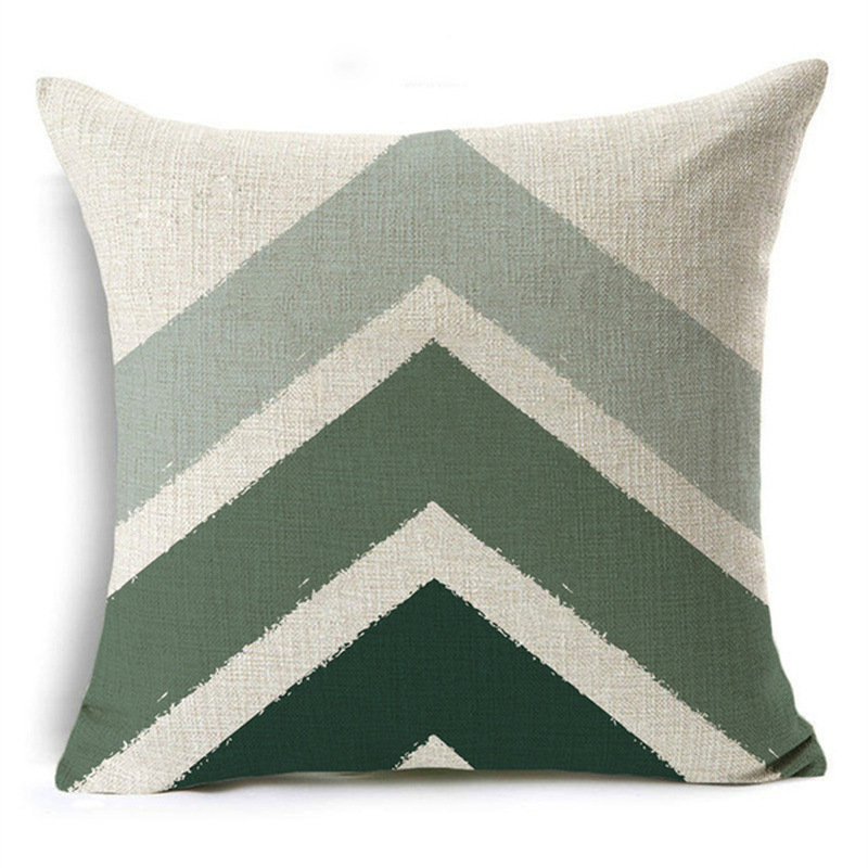 New Green Geometric Print Linen Pillowcase - Image 5