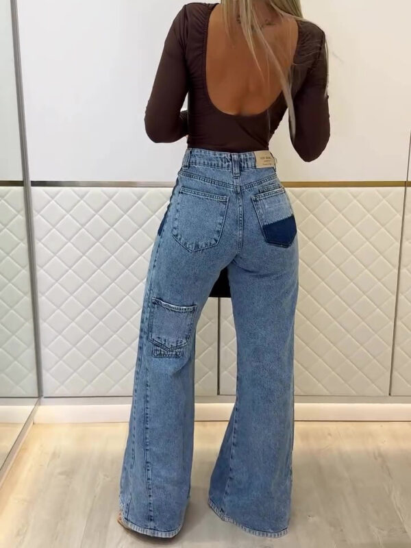 Trendy Light Blue High - Waisted Flared Jeans - Image 6