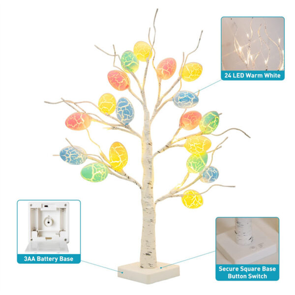 Easter Decoration 60cm Birch Tree Home Easter Egg LED Light Gift Spring Party Tabletop Ornaments Light Easter Party Kids Gifts - Image 7