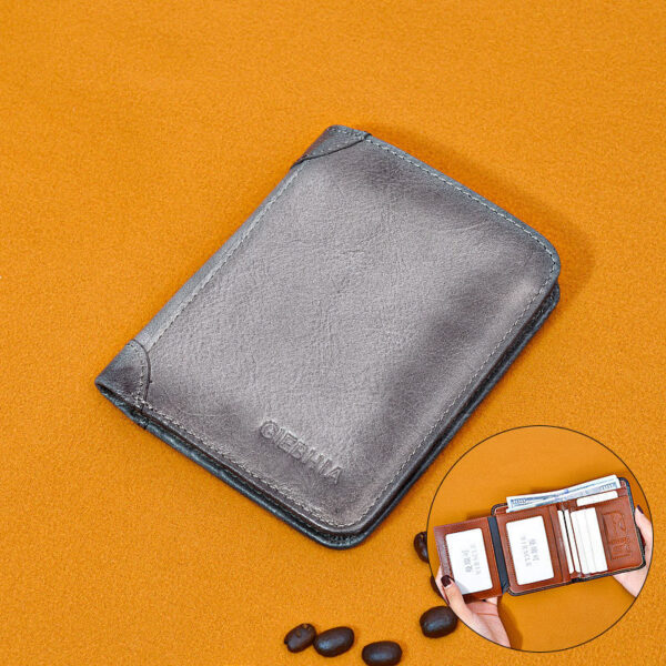 Men's Leather Anti-theft Swiping Ultra-thin Multi-card-slot Short Wallet - Image 4