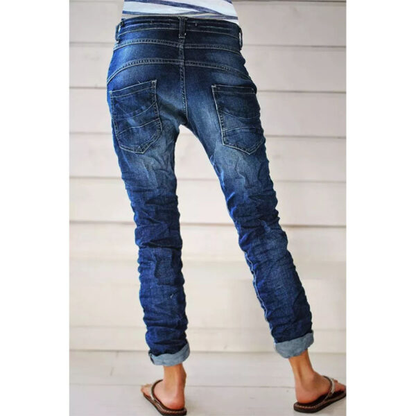 Drawstring Elastic Waist Washed Women's Casual Pants - Image 3