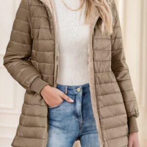 Aveloria Modichic Casual Versatile Solid Color Fleece Hooded Padded Padded Coat