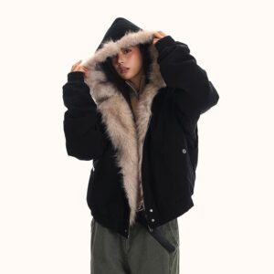 Thickened Keep Warm New Hooded Loose Furry Coat