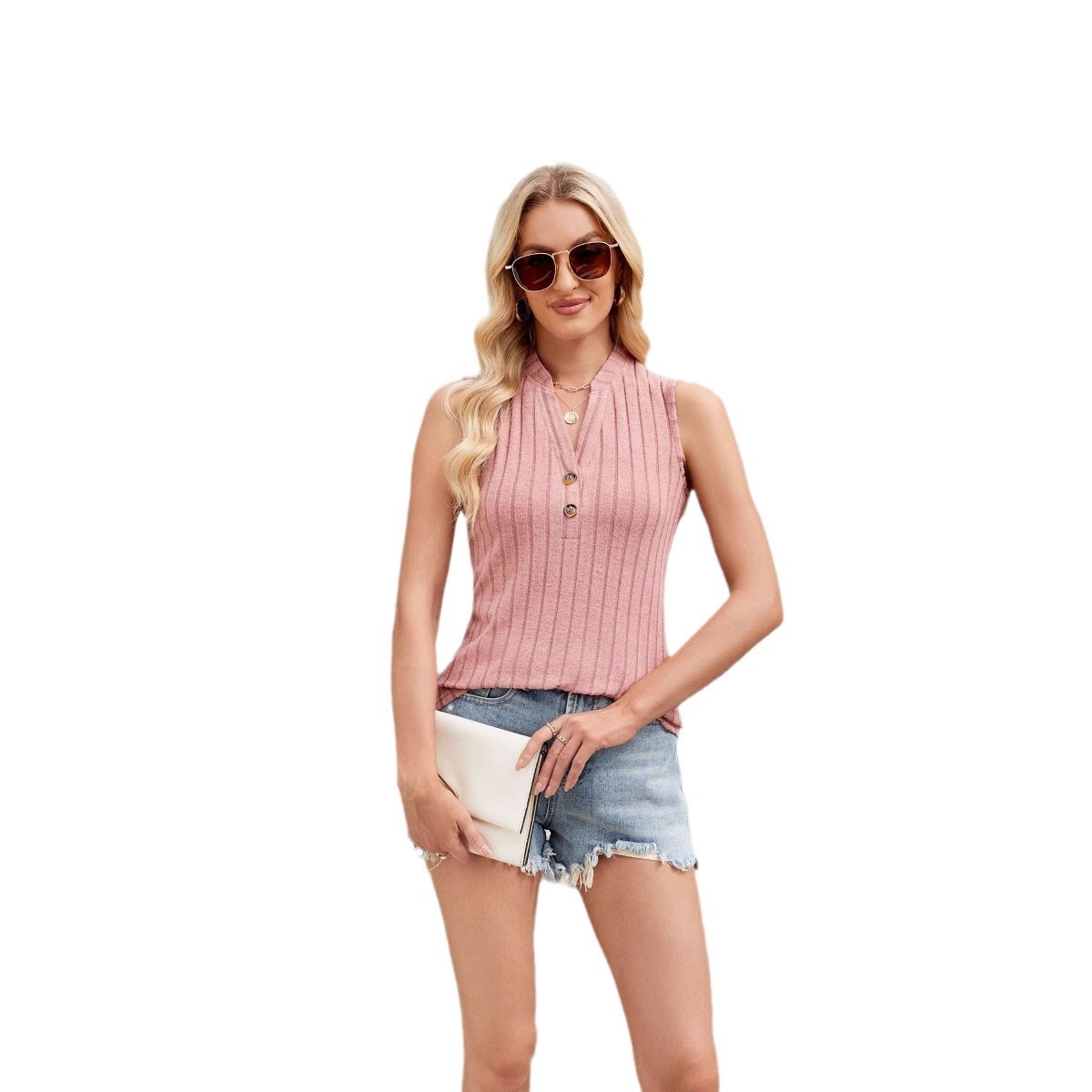 Women's Sleeveless Solid Color Knitted Vest - Image 2