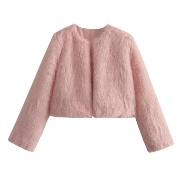 Polyester Imitation Fur Women's Short Cardigan Coat - Image 7