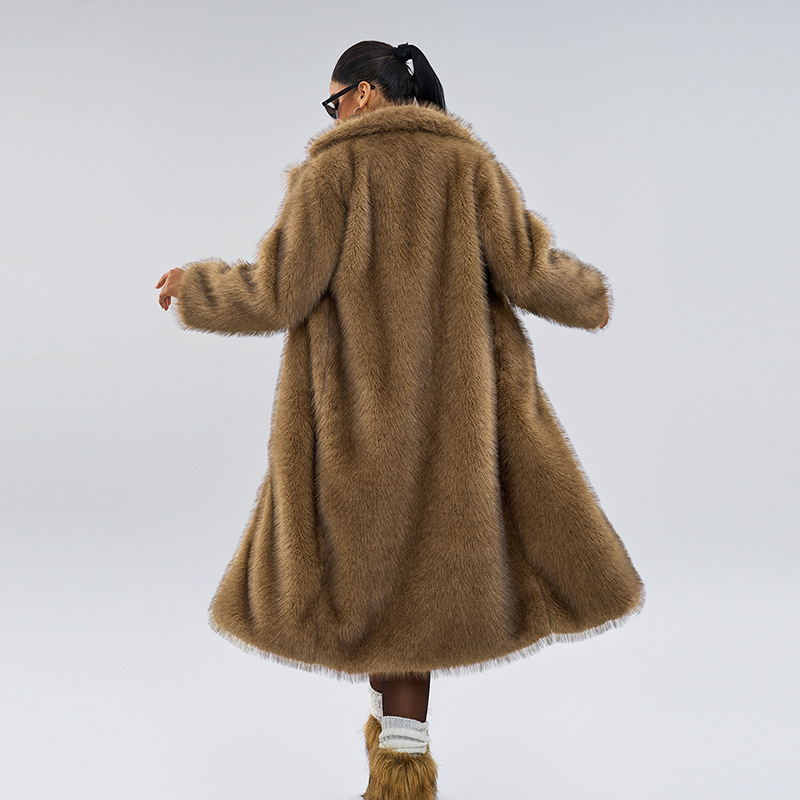 Autumn And Winter Extended Imitation Fur Coat Overcoat - Image 7