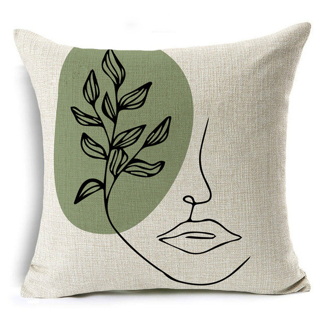 New Green Geometric Print Linen Pillowcase - Image 9
