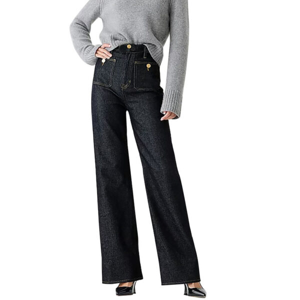 Women's Loose Plus Size Leisure Washed-out Button Wide-leg Pants Skinny - Image 5