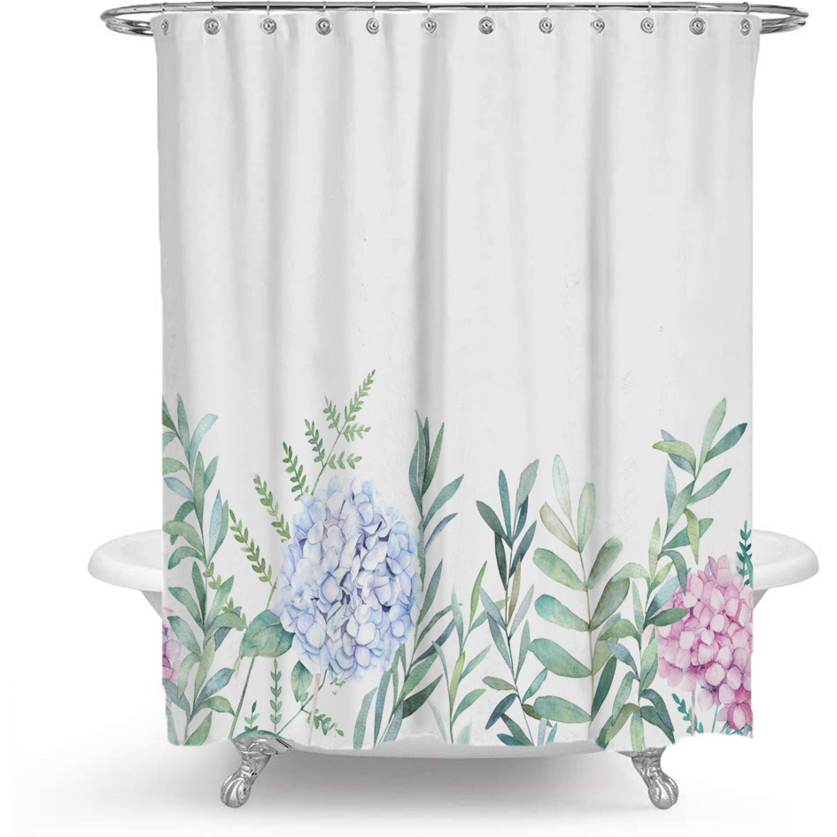 Color Floral Plant Shower Curtain Bathroom Curtain Polyester - Image 2