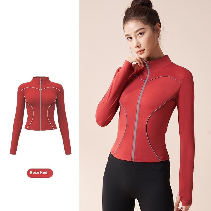 Reflective Motion Outdoor Casual Stand Collar Windproof Yoga Jacket For Women - Image 3