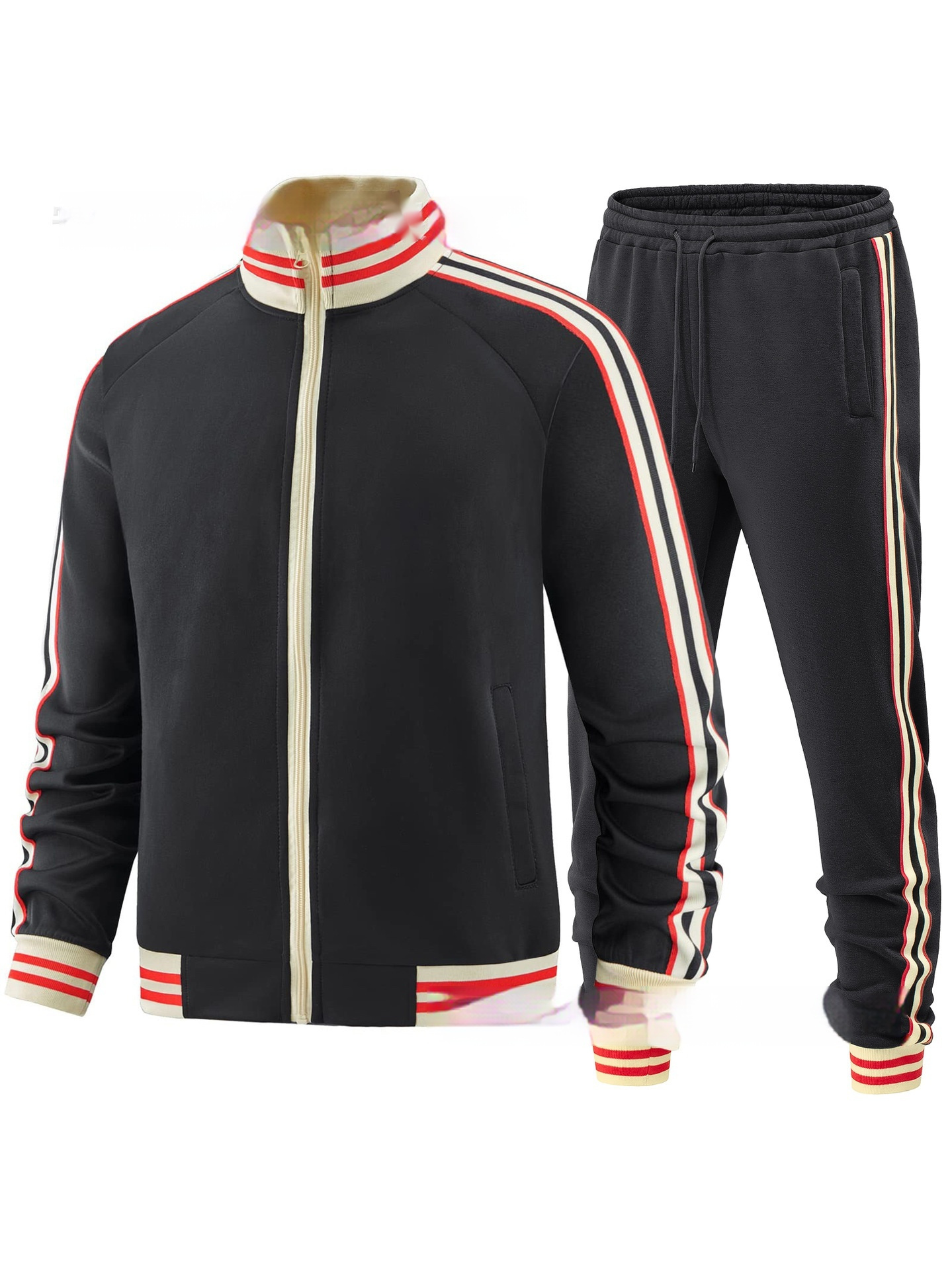 Men's Casual Sports Suit Color Matching Two-piece Set - Image 4