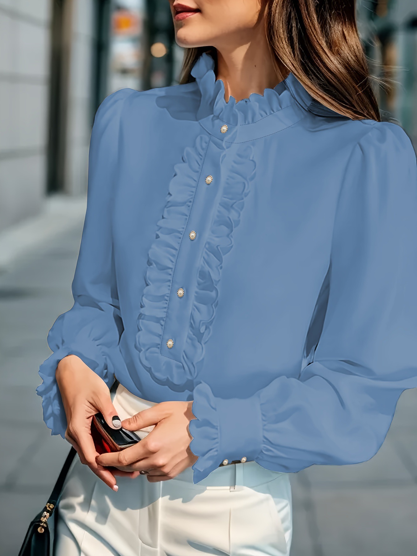 European And American Women's Clothing Shirt Ruffled All-match - Image 9