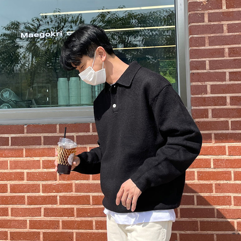 Polo Collar Sweater Men's Autumn And Winter Long Sleeve Lapel Knitwear - Image 5