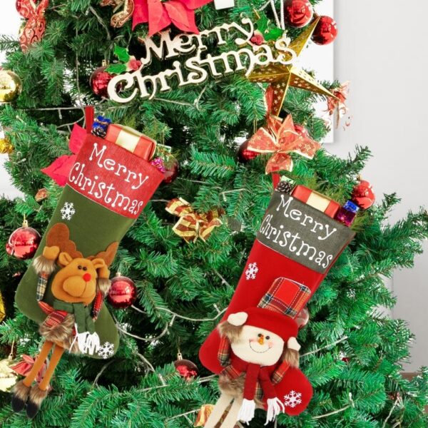 2024 New Year Xmas Big Stockings Set Decorations Christmas 3D Plush Big Sock Christmas Tree Pendant Decorating Supplies - Image 10