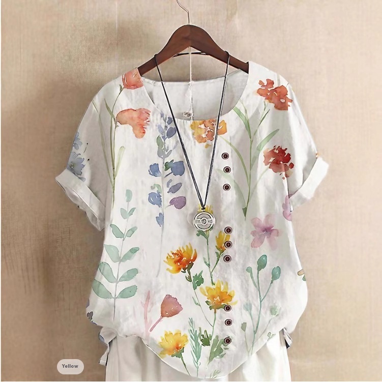 Digital Printed All-matching Women's Fashion T-shirt