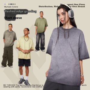 Summer Loose Men's Clothing T-shirt Washed Old