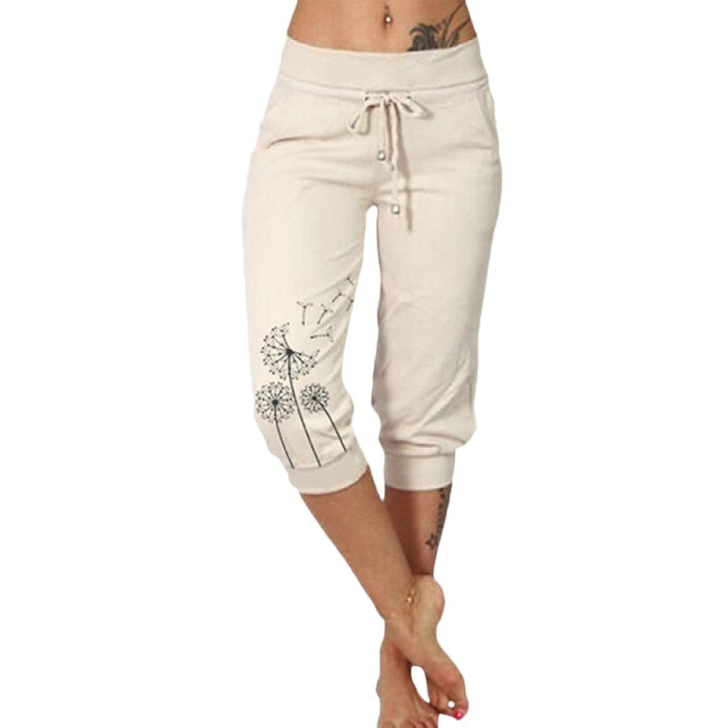 Casual Fashion Printing Loose High Waist Lace-up Cropped Pants - Image 6