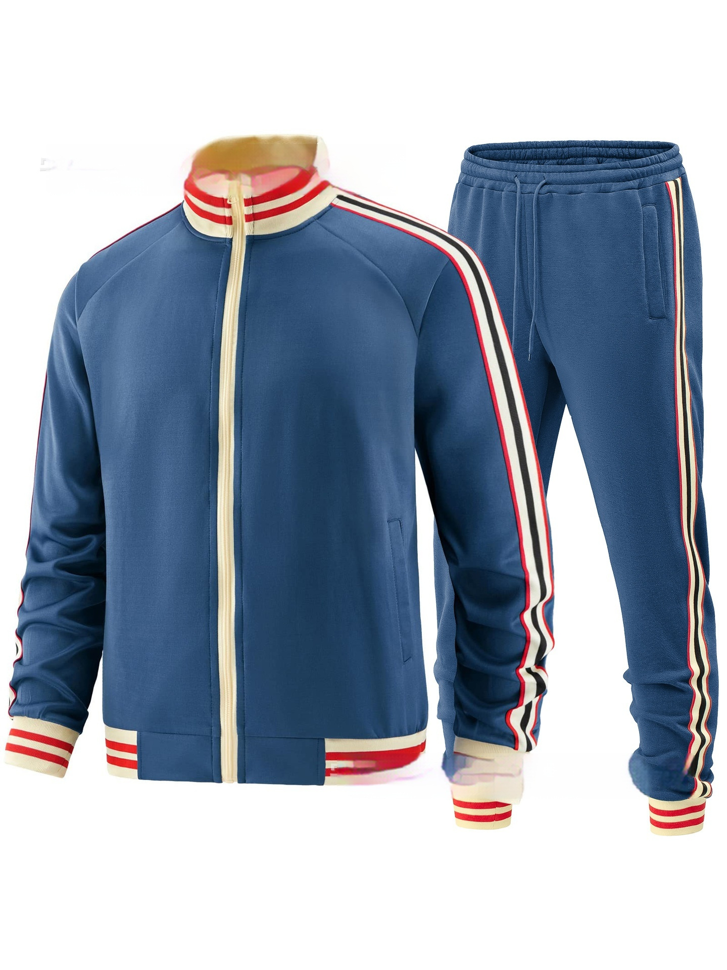 Men's Casual Sports Suit Color Matching Two-piece Set - Image 2