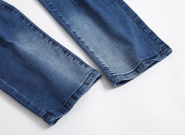 Multi-holes, Blue Elastic Men's Jeans Slim-fitting Small Straight - Image 2