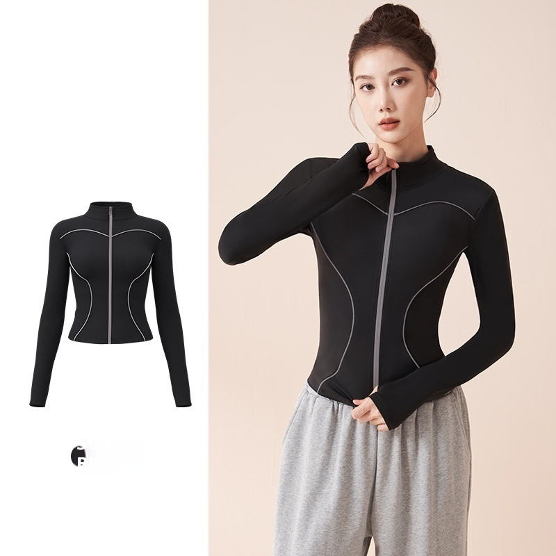 Reflective Motion Outdoor Casual Stand Collar Windproof Yoga Jacket For Women - Image 7