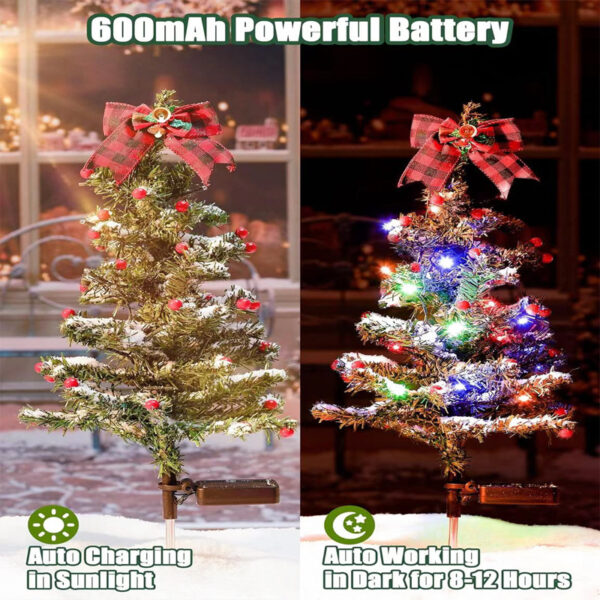 Waterproof Outdoor Christmas Decorations Solar Christmas Tree 2 Modes Yard Stake Christmas Pathway Light For Garden Yard Decor - Image 3