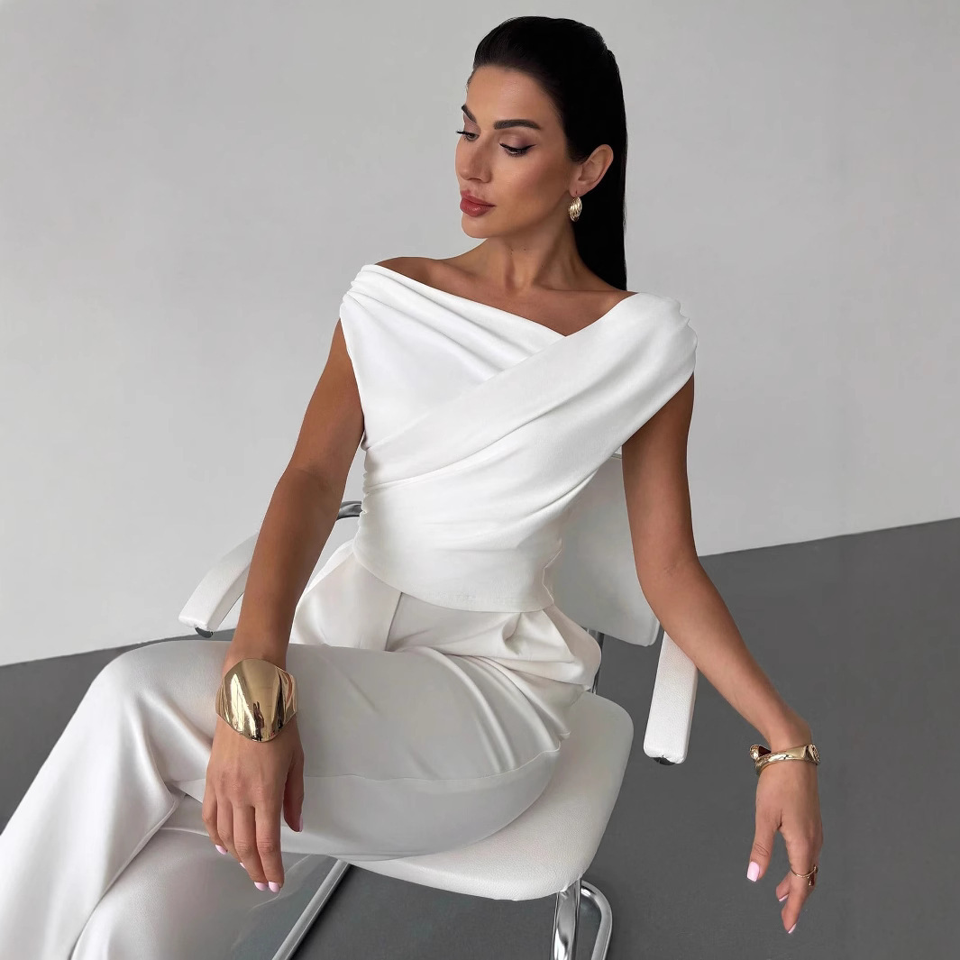 Fashion Personality Solid Color Sleeveless T-shirt For Women - Image 3