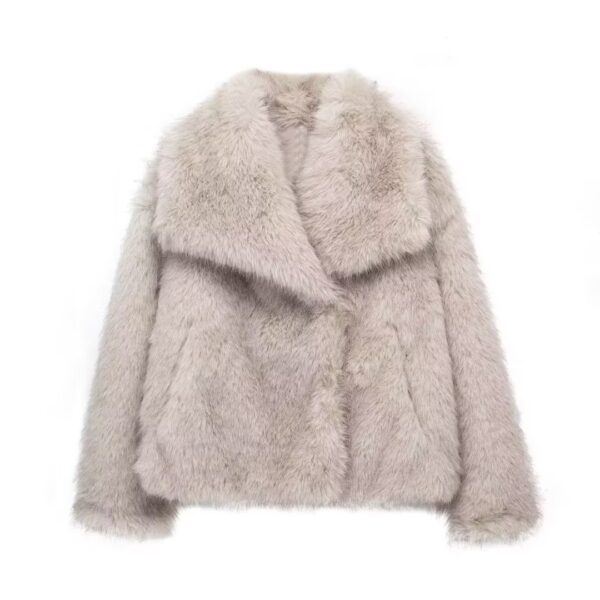 Winter Plush Coat Fashion Warm Thicken Fluffy Lapel Jacket Outwear Casual Long Sleeve Tops Womens Clothing - Image 2