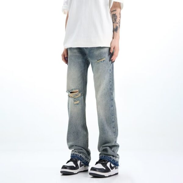 Loose Straight Ripped Jeans For Men - Image 3