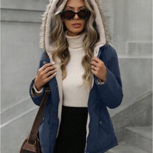 Aveloria Hooded Cinched Waist Casual ParkaPadded Insulated Polyfill Synthetic Insulation Winter Coat