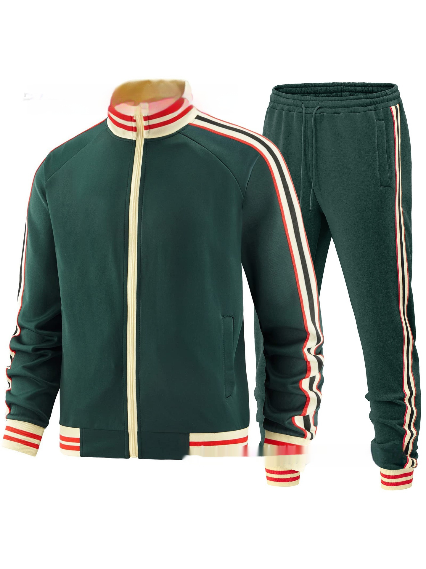 Men's Casual Sports Suit Color Matching Two-piece Set - Image 3