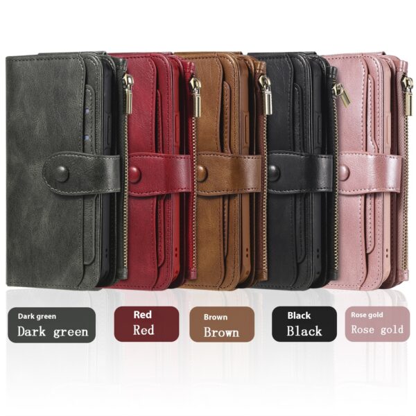 Applicable To 16 Mobile Phone Leather Case Retro Multi-function Card Wallet Split Magnetic Anti-fall Shell - Image 4