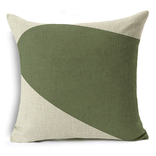 New Green Geometric Print Linen Pillowcase - Image 6