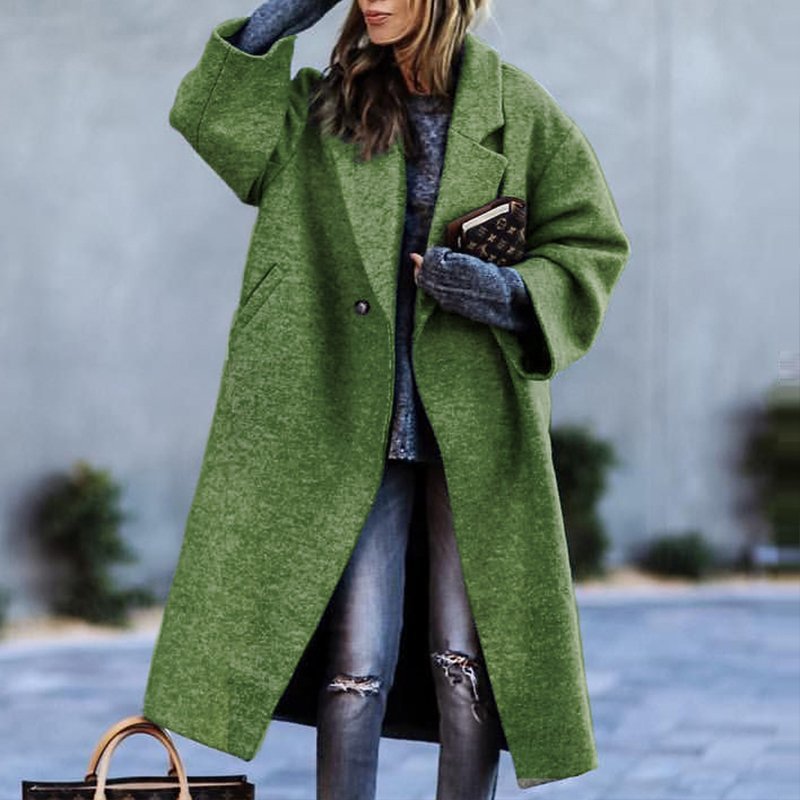 Women's Color Matching Plaid Long-sleeved Coat - Image 4