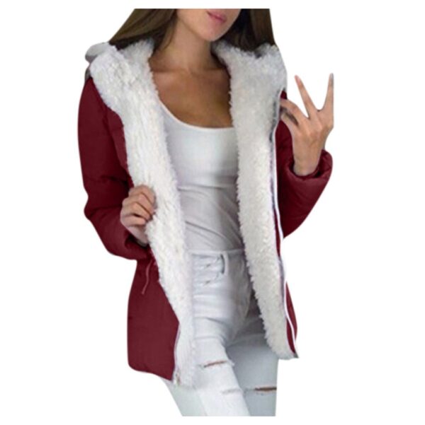 Fleece-lined Cardigan Hooded Coat Cotton-padded Jacket - Image 6