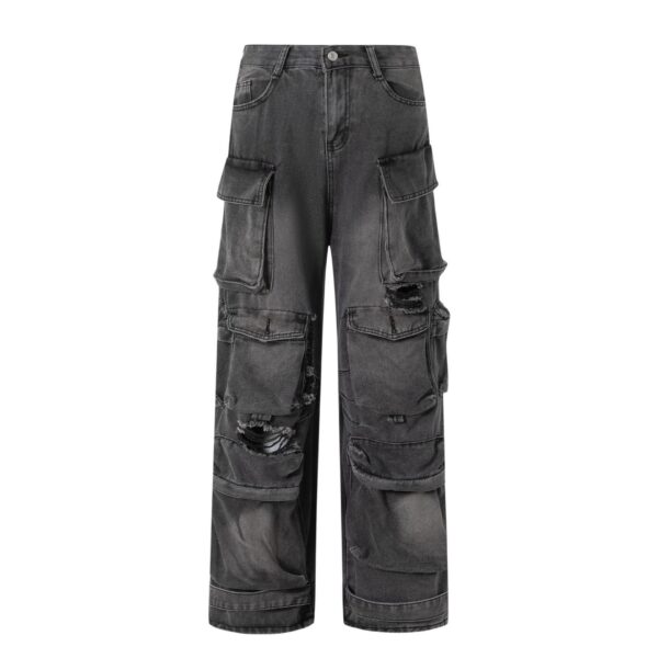 Women's New Cargo Pocket Denim Trousers - Image 2