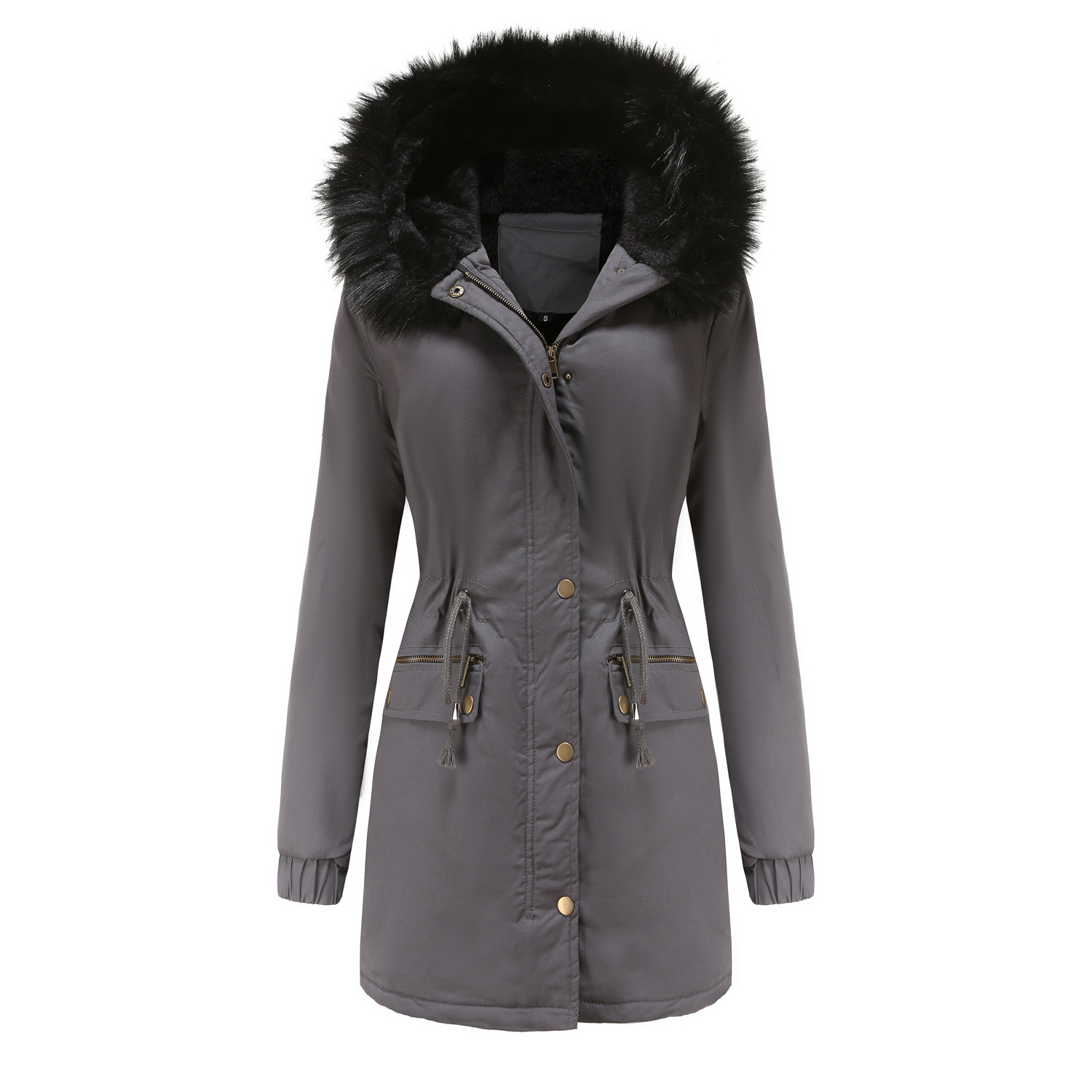 Women's Mid-length Fur Collar Coat Parker Cotton-padded Coat - Image 5