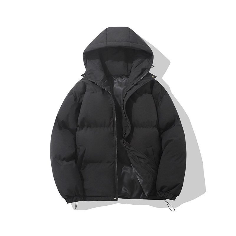 Zipper Solid Color Hooded Padded Jacket - Image 10