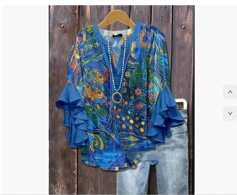 Women's V-neck Fashion Lotus Sleeve T-shirt - Image 2