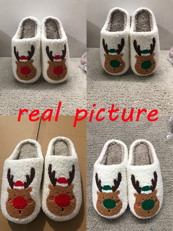 Christmas Shoes Winter Home Slippers Elk Soft Cozy Bedroom Slipper Slip On House Shoes - Image 5