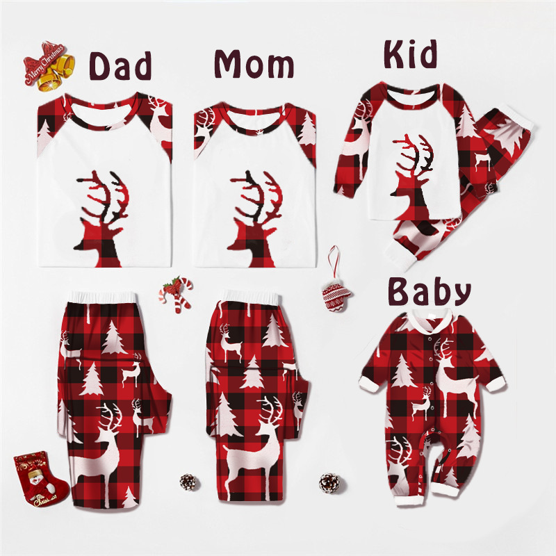 Christmas European And American Christmas Deer Head Print Parent-child Home Service Suit - Image 4