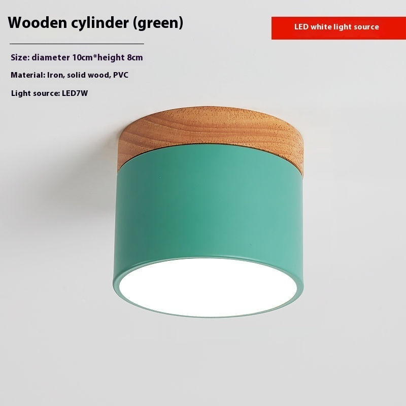 Simple Hallway Balcony Macaron Solid Wood Lamp - Image 3