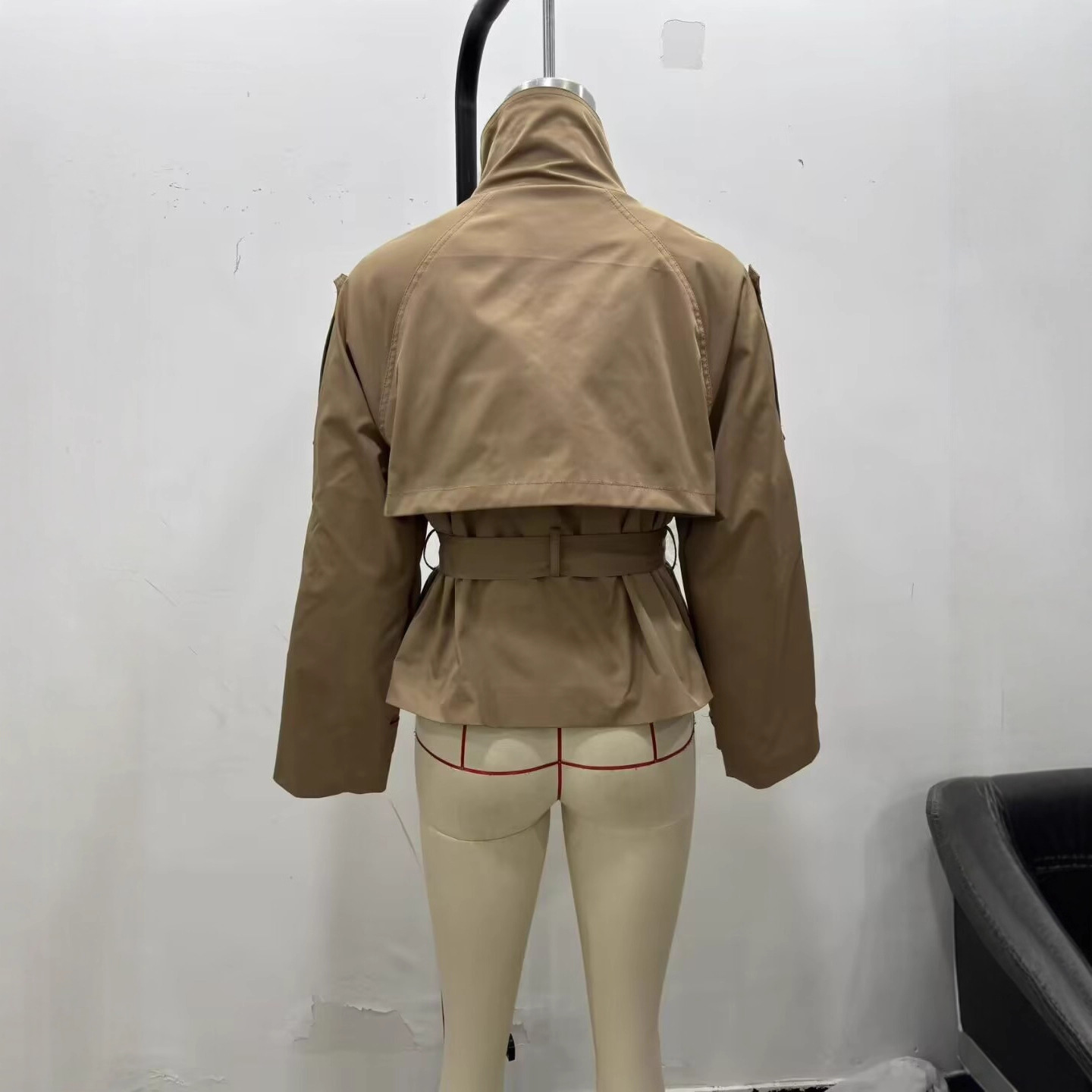 Women Double-breasted Niche Lace-up Trench Coat - Image 6