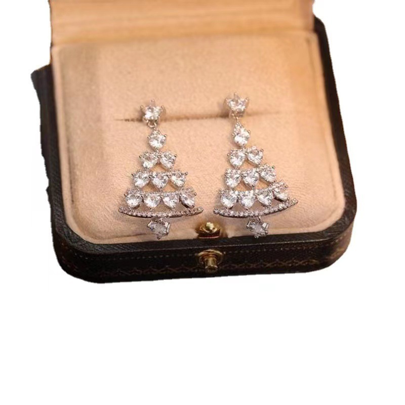 Women's High-quality Silver Needle Christmas Tree Earrings - Image 4
