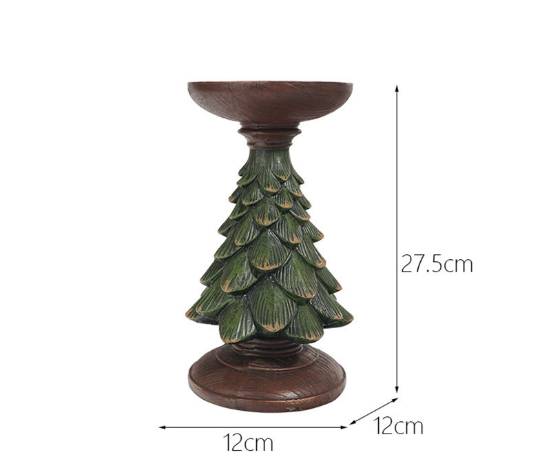 Resin Wooden Christmas Tree Candle Holder Base Figurine Christmas Decorations Candlestick Craft Home Living Room Decor - Image 4