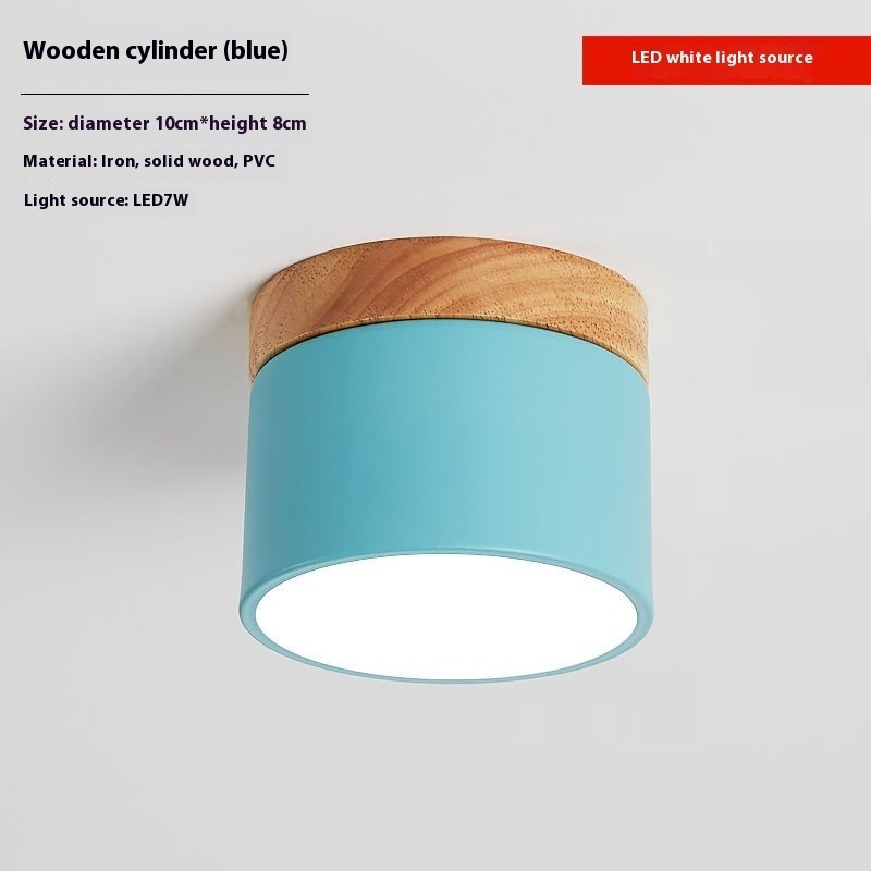 Simple Hallway Balcony Macaron Solid Wood Lamp - Image 5